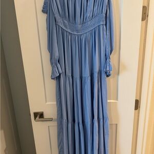 Elegant Blue Off the Shoulder Women's Dress